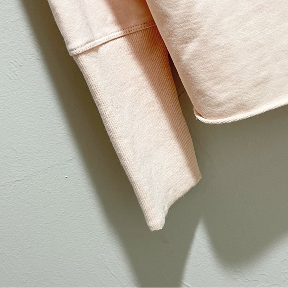 SUNDAYS Women’s Pink French Terry Sweatshirt One Shoulder Thumb Holes Size 3 (L) - Picture 3 of 5